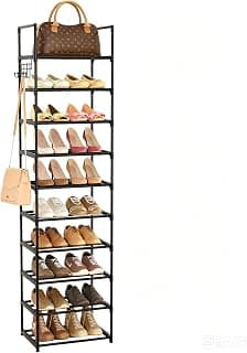 VTRIN 10 Tiers Narrow Shoe Rack 20-25 Pairs Shoe and Boots Organizer Storage Sturdy Shoe Shelf, Metal Shoe Rack for... chez Amazon Canada