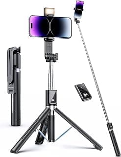 ANXRE Travel Selfie Stick Tripod with Fill Light&Wireless Detachable Remote | Reinforced Stable Base, Extendable, 50" Phone Tripod... chez Amazon Canada