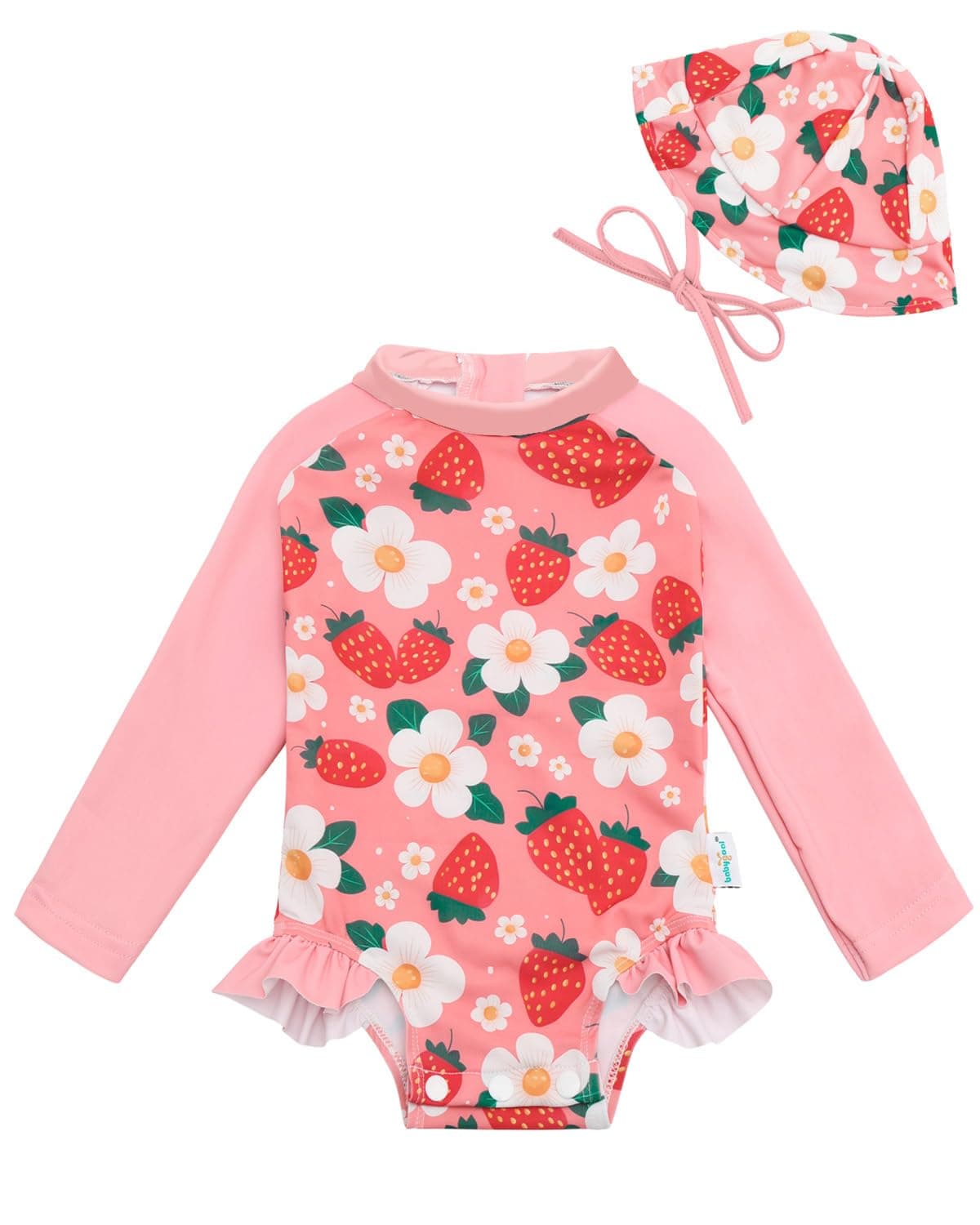 babygoal Baby Girls Long Sleeve One Piece Rash Guard Swimsuit with Zipper, UPF 50+ Sun Protection