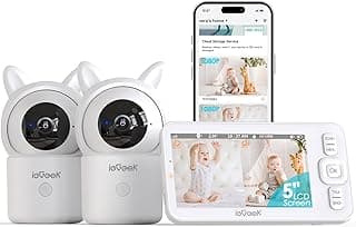Babyphone ieGeek avec 2 caméras, écran partagé 5" 720P, vision nocturne HD, suivi automatique et détection de pleurs... chez Amazon Canada