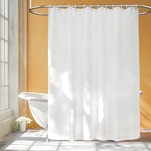 Seenus – Rideau de douche en tissu imperméable avec 3 grands aimants, en tissu lavable, avec 12 crochets, 183 x 183 cm, blanc neutre... chez Amazon Canada