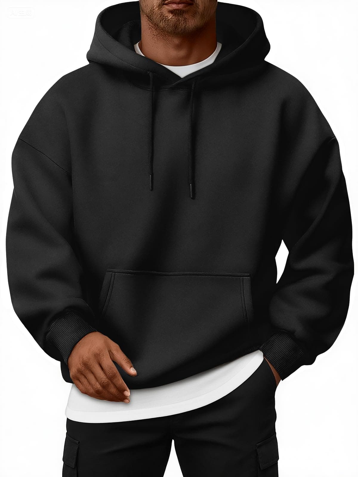 EFAN Mens Oversized Hoodies Fleece Lined Sweatshirts | Fall Winter Hooded Collar Drawstring Pullover With Pocket for Workout Gym