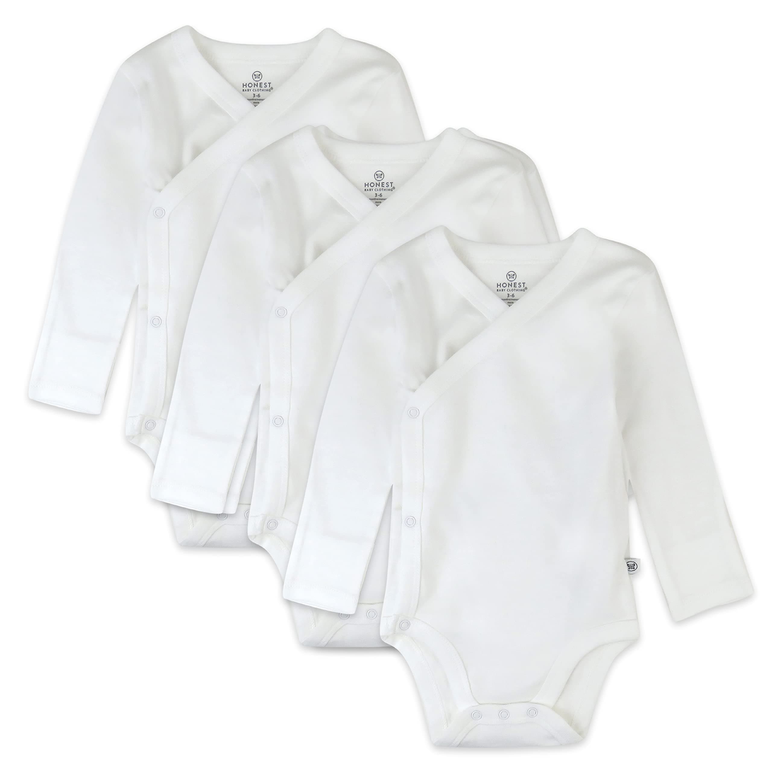 HonestBaby Baby 3-pack Long Sleeve Side-snap Kimono Bodysuits Organic Cotton for Infant Baby Boys, Girls, Unisex chez Amazon US