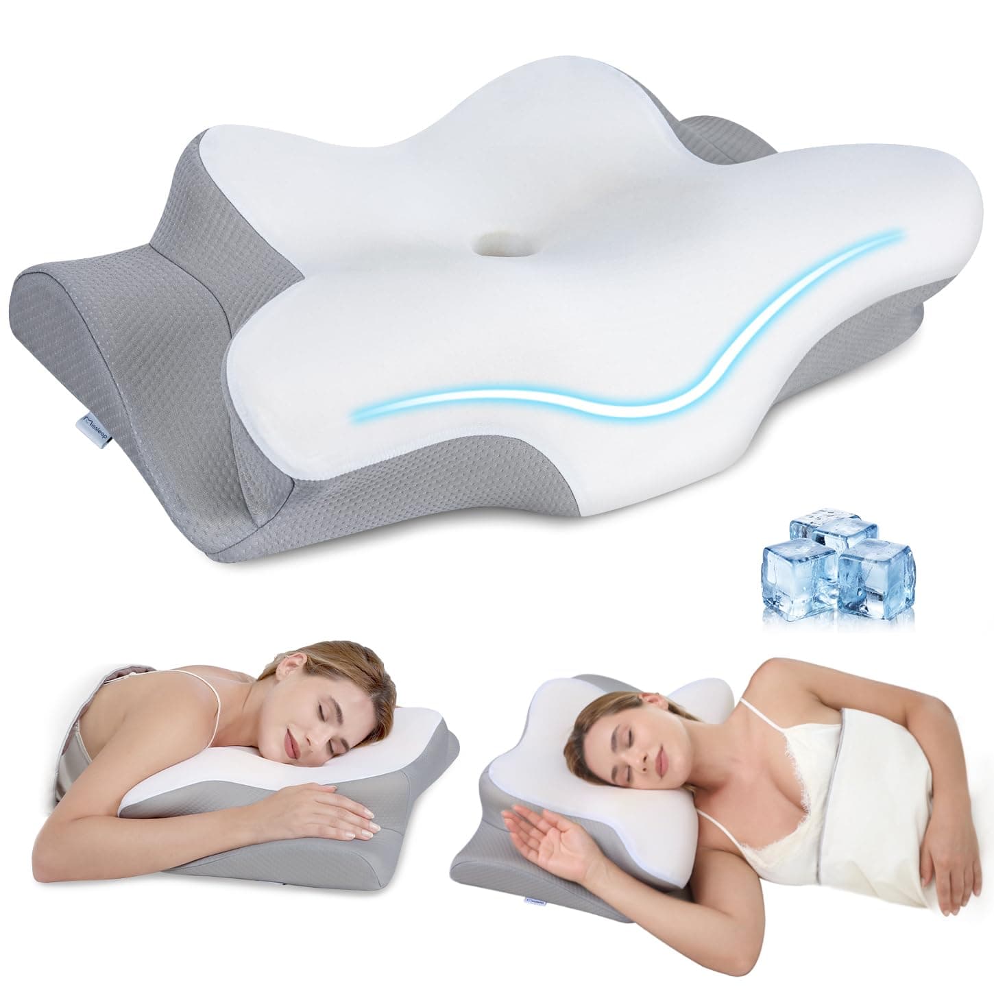 Missleep Cervical Neck Pillow, Memory Foam Pillows for Neck and Shoulder Pain Relief, 2 Heights Ergonomic Pillow with Breathable Ice... chez Amazon US