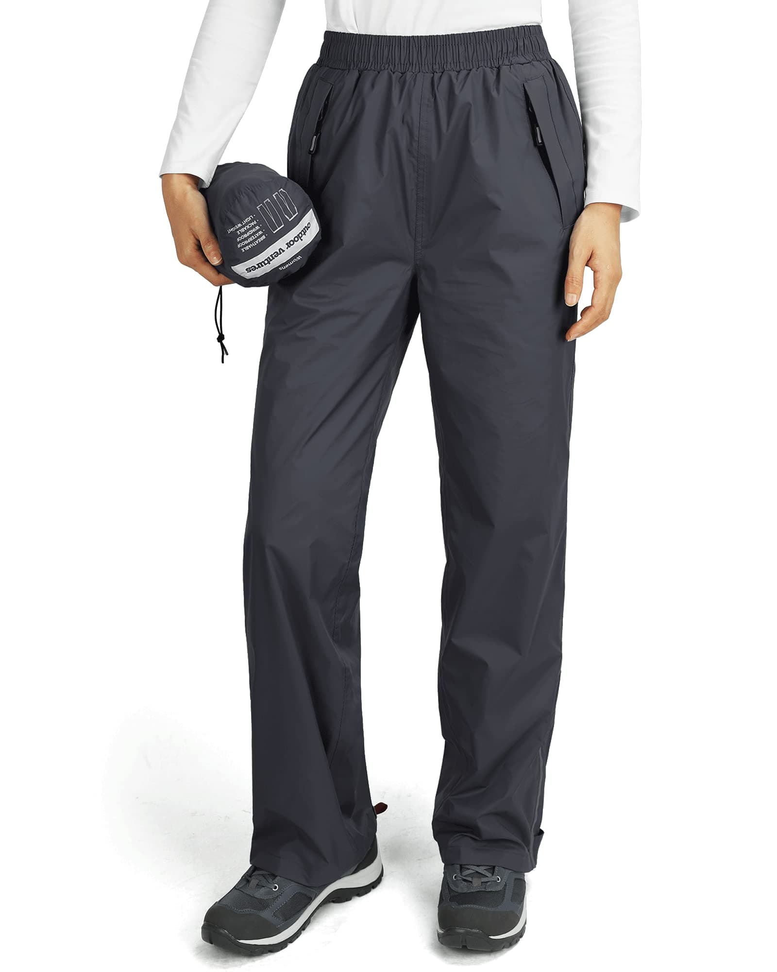 Outdoor Ventures Womens Waterproof Trousers Lightweight Packable Rain Pants | Breathable Ladies Rain Trousers Windproof
