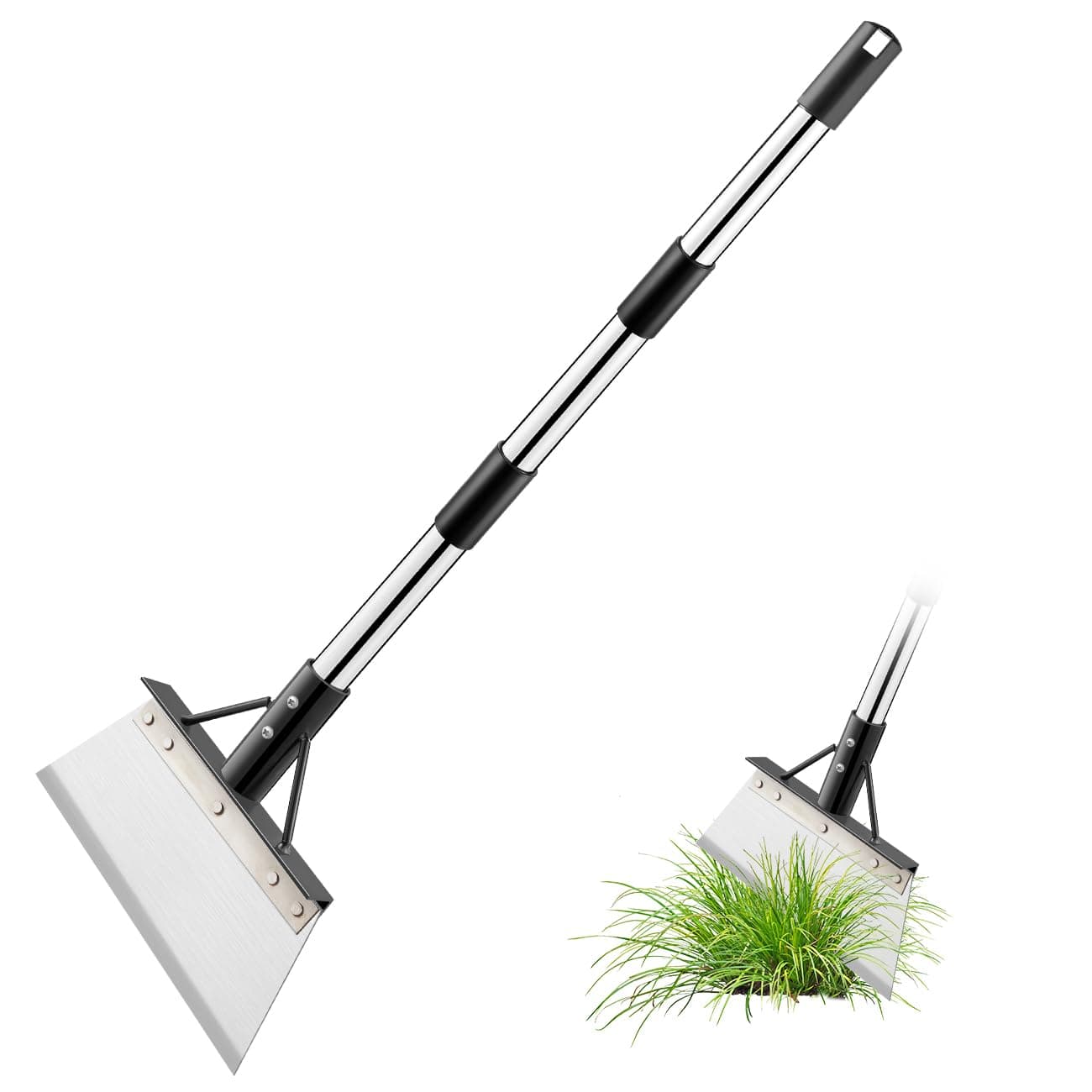 PVEGOS 25cm Patio Weed Remover Tool with Long Handle, Wide Stainless Steel Scraper for Block Paving, Driveways, Garden Paths and Edges