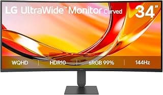 LG UltraWide™ 34 Inch 144Hz 21:9 WQHD Curved (1800R) Monitor 34U640B with USB-Type C (PD 65W), HDR 10, AMD FreeSync Premium,... chez Amazon Canada