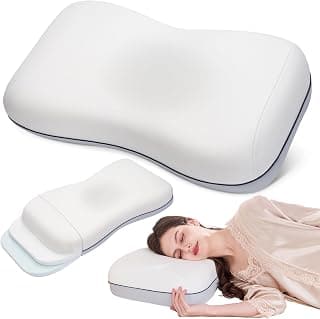 Cervical Neck Pillow, Adjustable Memory Foam for Neck Support, Blanc | Adjustable Firmness and 3-Level Height,... chez Amazon Canada