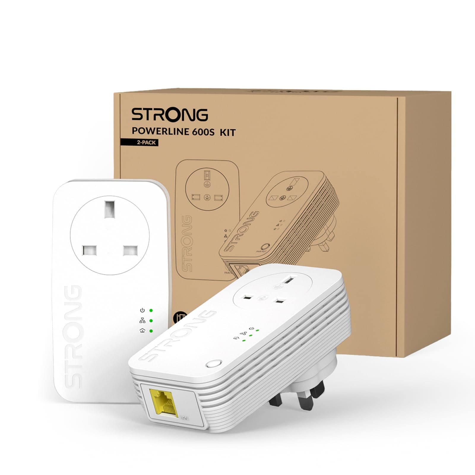 STRONG Powerline Adapter AV1000 with Pass-Through Socket, Gigabit Powerline Port Kit, Up to 1000 Mbps, Network Adapters for HD/4K... chez Amazon UK