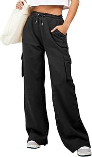 Hoka Aleumdr Womens Cotton Cargo Sweatpants High Waisted Wide Leg Joggers Pants | Soft fleece baggy trousers with side pockets,...