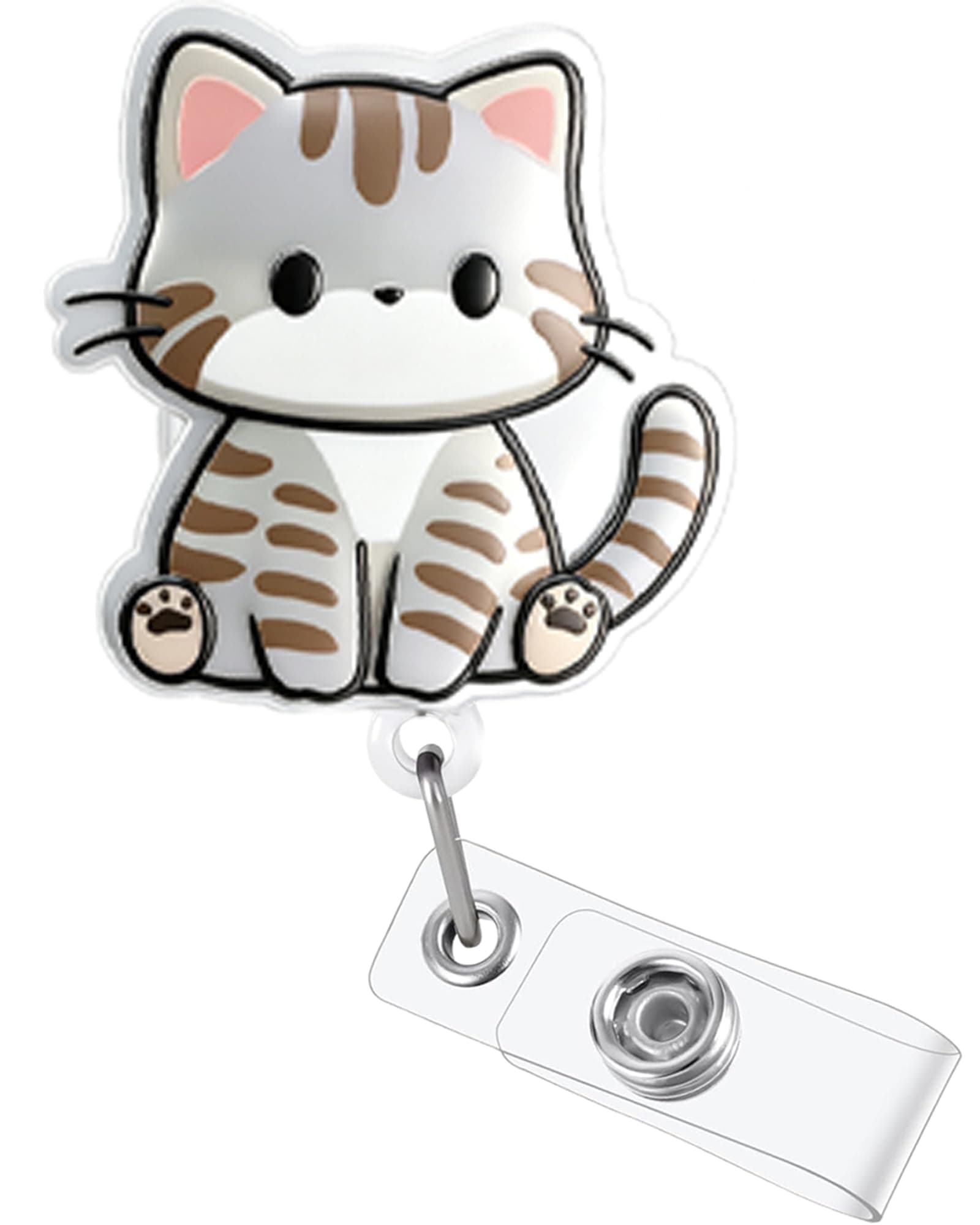 Cat Badge Reel, Cute Retractable ID Badge Holder with chez Amazon US