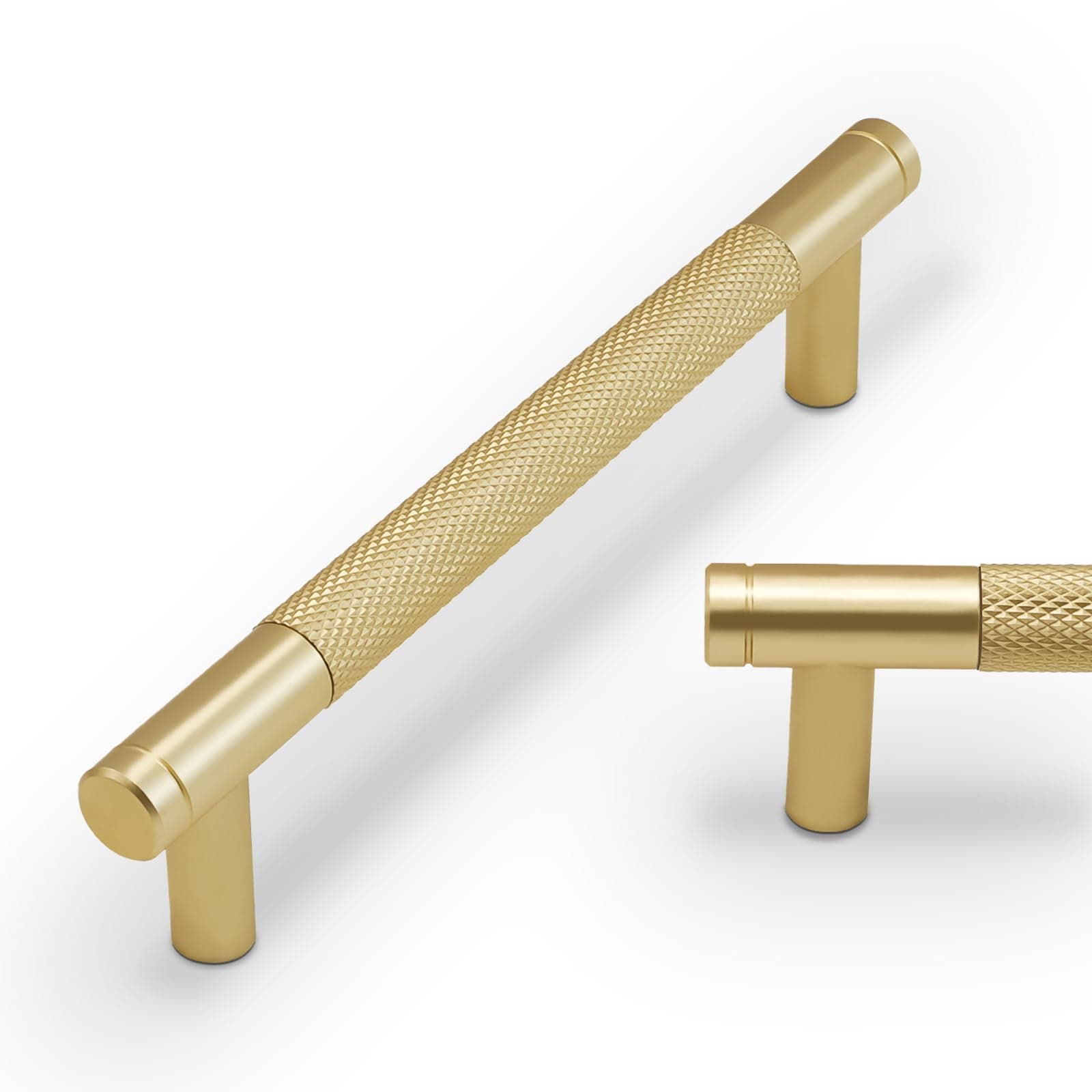 BUKOBYHE 10 Pack 5Inch Kitchen Cabinet Handles Brushed Gold Knurled Cabinet Pulls Gold Drawer Pulls Kitchen Hardware