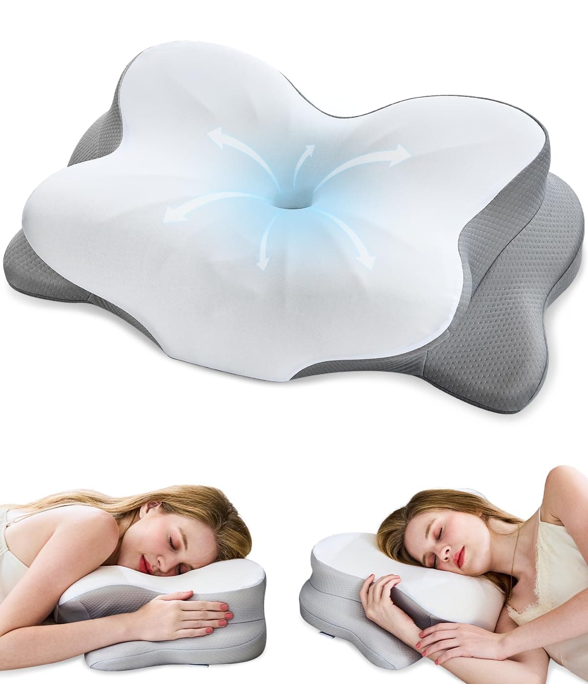 CosBed Cervical Neck Pillow, Memory Foam Pillow with Dual Height, White | Ergonomic Pillow for Neck Pain Relief, Breathable Cover,Neck... chez Amazon US