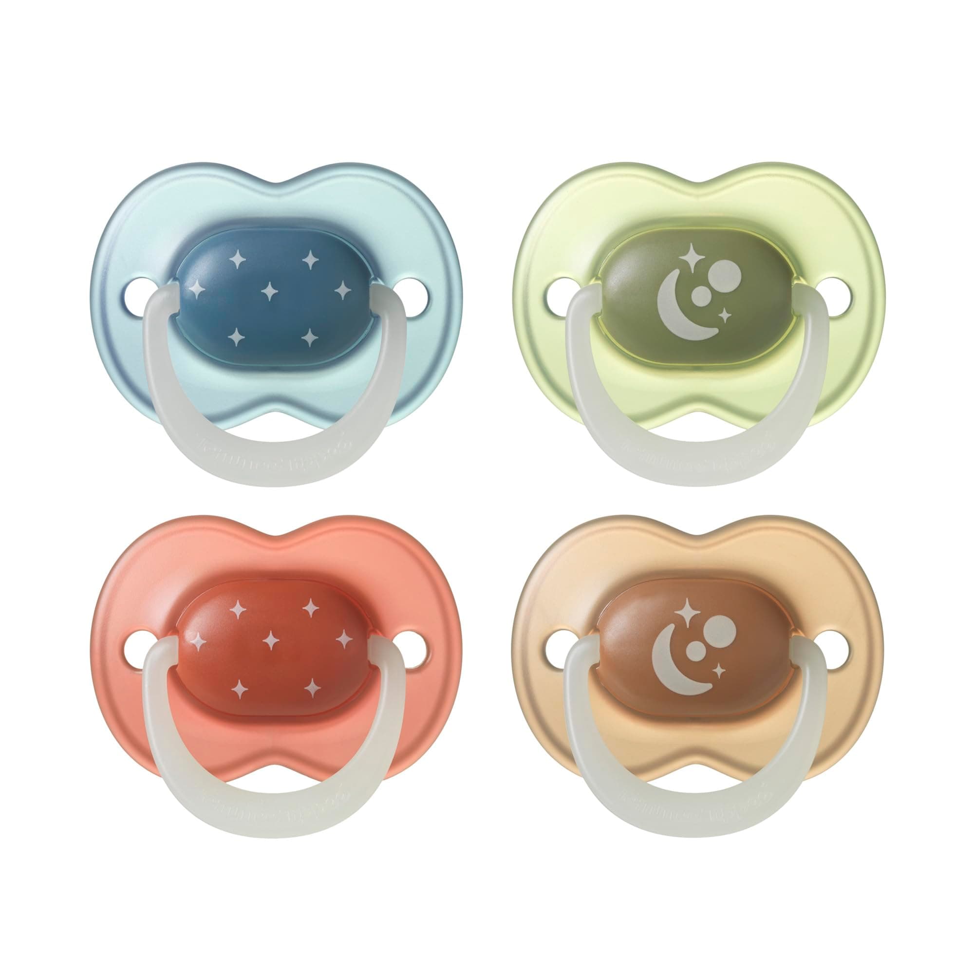 Tommee Tippee NightGlow Dummy Orthodontic 6-18m Pack of 4 | Twilight Tones, Ventilated Air Holes for Comfort, Steriliser Safe, 100% BPA Free