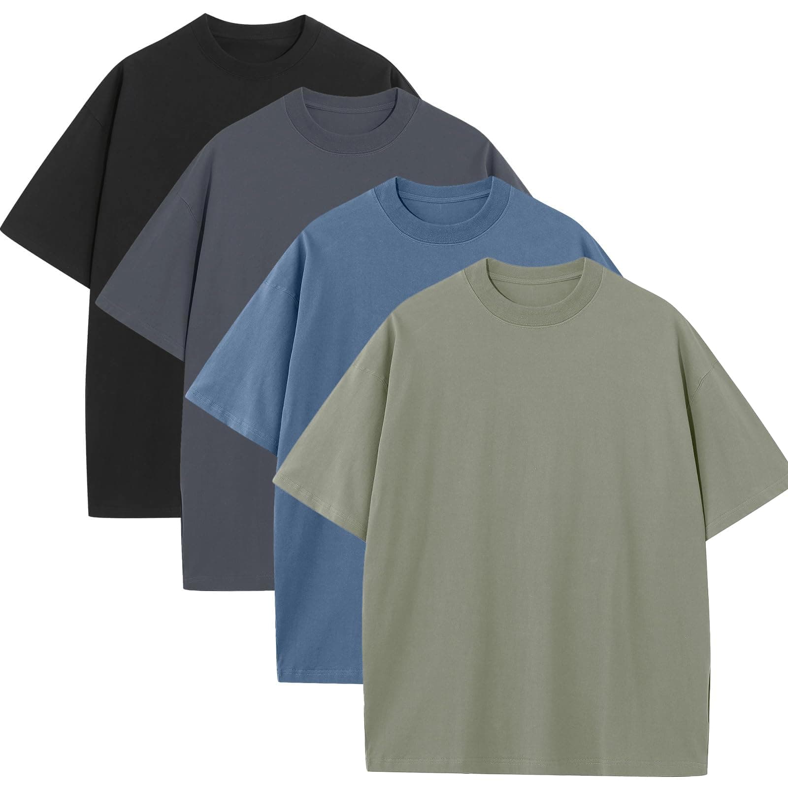 Men's Oversized T-Shirts Heavyweight Cotton Tee Crew Neck Short Sleeve T Shirts Loose Fit Basic Essential Soft Classic Tees