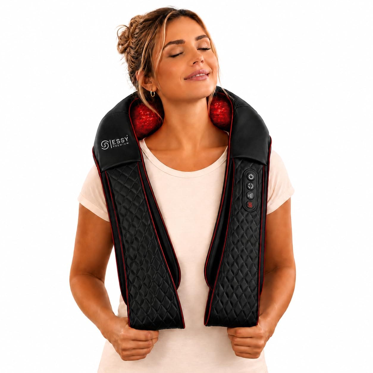 Essy Neck Massager with Heat, Shiatsu Shoulder & Back Massager (UK Plug) | Massage Gift for Women and Men to Relax Muscles