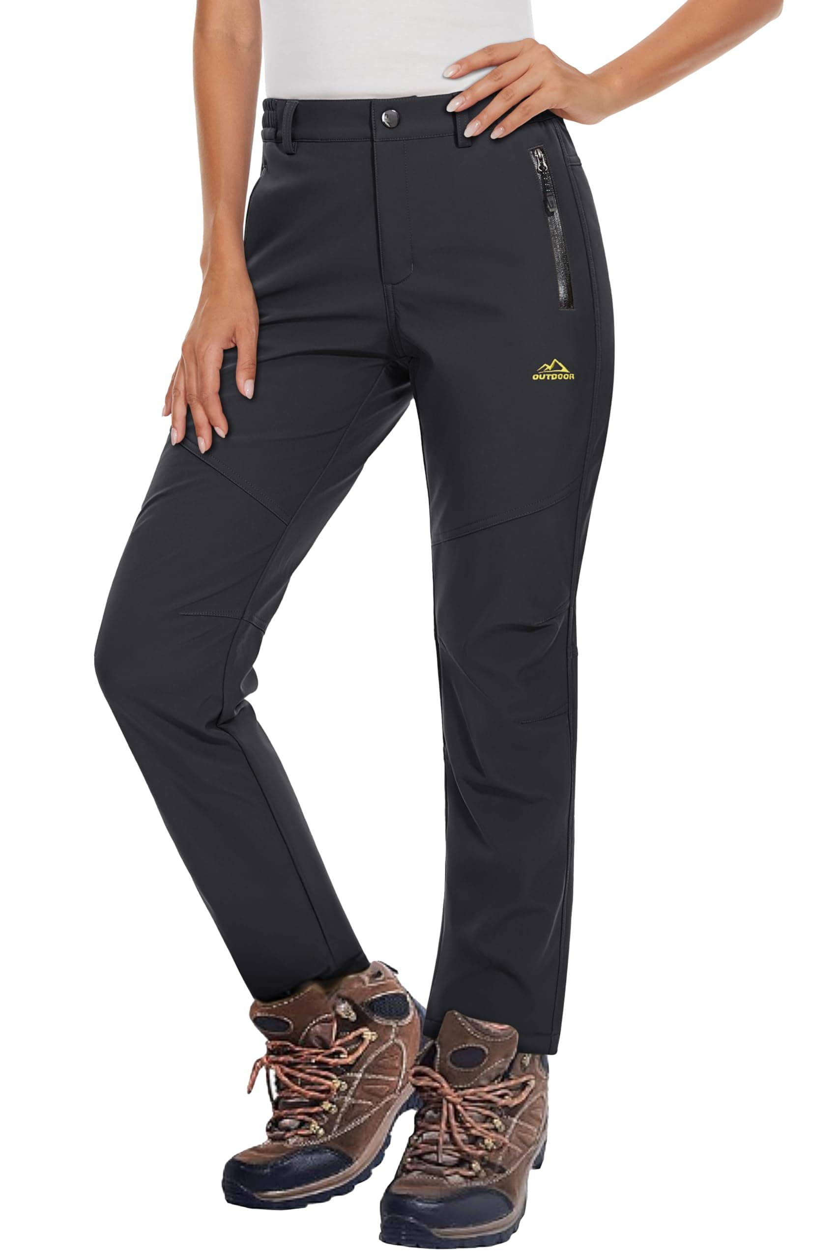 MAGCOMSEN Women's Fleece Lined Waterproof Insulated Snow Ski Pants Winter Warm Hiking Pants Outdoor Softshell