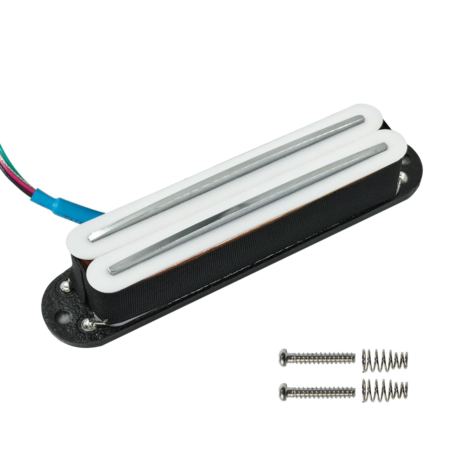 Phrilam Dual Single Coil Sized Humbucker Pickup 9.1K,White Body Chrome Rail | Alnico 5, Super Distortion for Strat Style Electric Guitar chez Amazon US