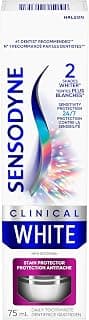 SENSODYNE Clinical White Dentifrice, protection contre la sensibilité, protecteur de taches, 75 ml chez Amazon Canada