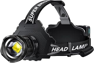 Lampe frontale LED rechargeable AKNEAR super lumineuse, lampe frontale zoomable de 990 000 lumens, autonomie de 25 jours + 12 modes et... chez Amazon Canada