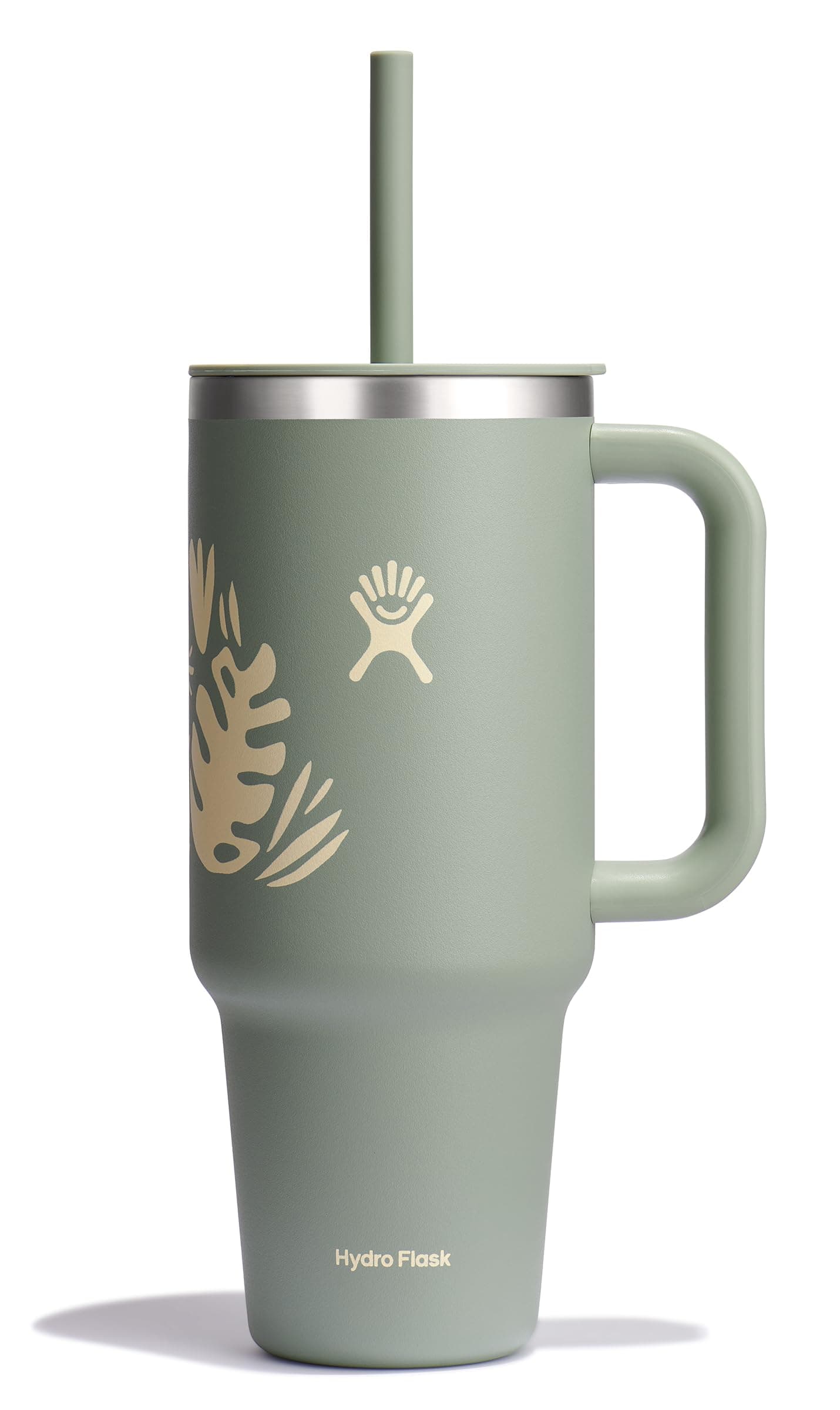 Hydro Flask 40 Oz Travel Tumbler with Handle, Lid and Straw - Insulated Stainless Steel in 40 Oz Botanical Bliss Green chez Amazon US