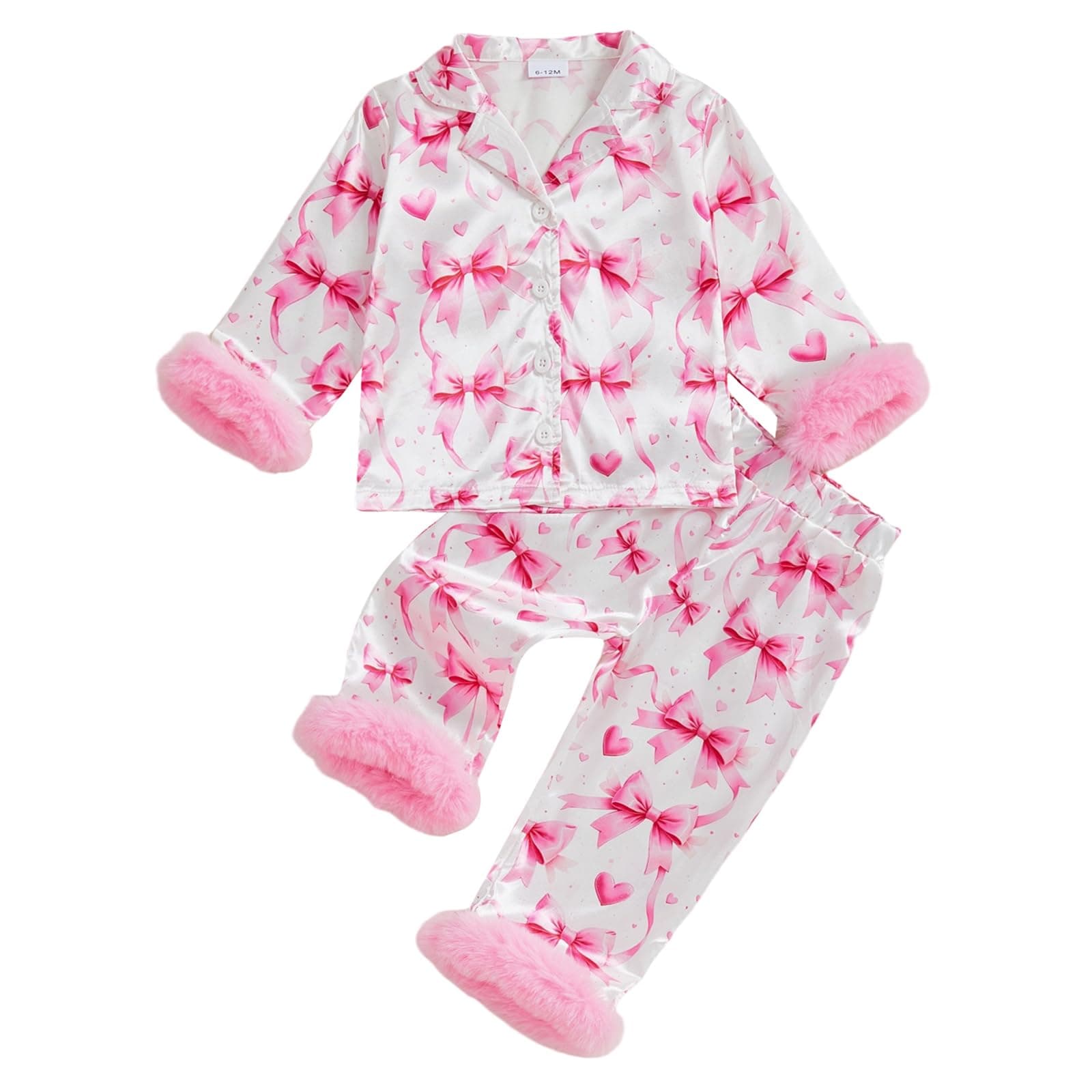 Kayotuas Kids Valentines Pajamas Girls Satin Pajama Set Toddler Heart Pjs Cute Button Down Shirt and Pants 2 Piece Sleepwear chez Amazon US