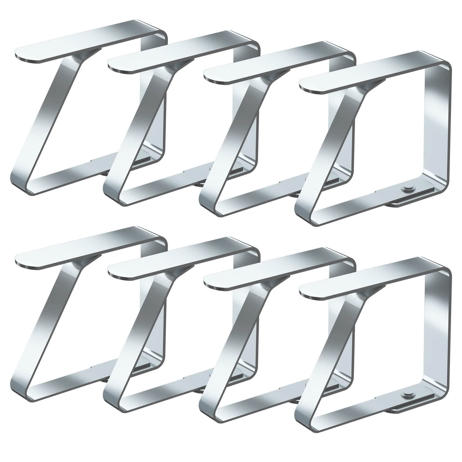Blooven Tablecloth Clips 8 Pack Stainless Steel Table Cover Clamps Table Cloth Holders, for Tables of 1-3 cm Thick (Small x 8 Pack)