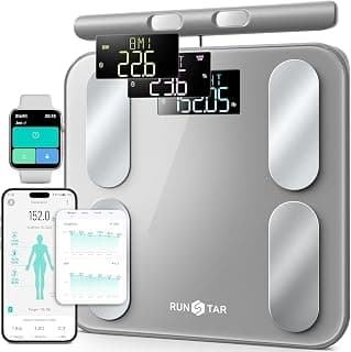 RunStar Digital Bathroom Scale for Body Weight, Body Fat, BMI 28 Measurements, Innovative 8-Electrode Smart Scales... chez Amazon Canada