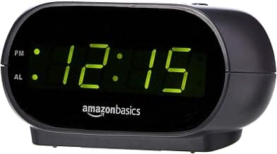 Amazon Basics Petit réveil ovale numérique avec affichage LED, veilleuse et batterie de secours, noir, 11,4 x 8,9 x 6,1 cm chez Amazon Canada