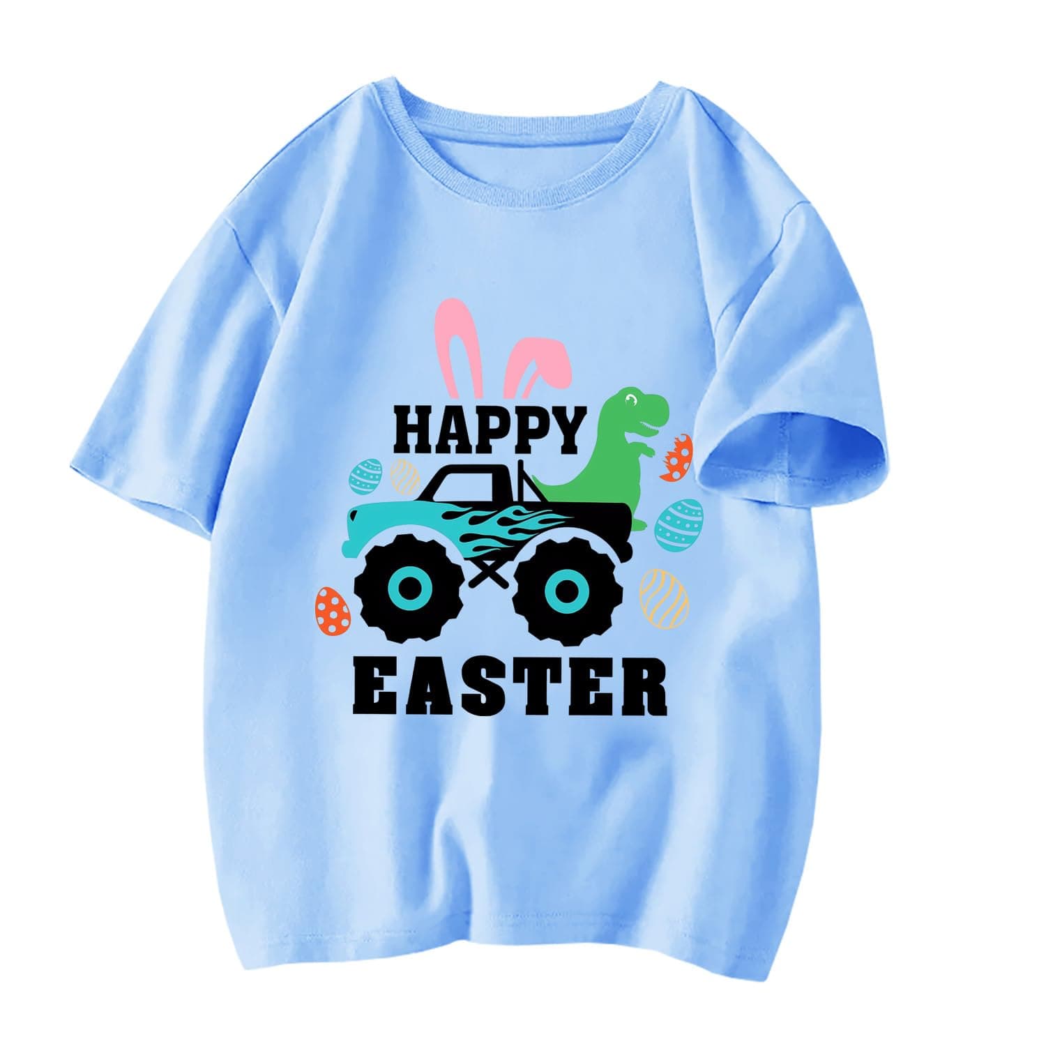 Toddler Easter Shirt Boys Girls Bunny Eggs-cavator Truck Graphic T-Shirt Kids Short Sleeve Cotton Easter Tee Tops 2-7 Years chez Amazon US