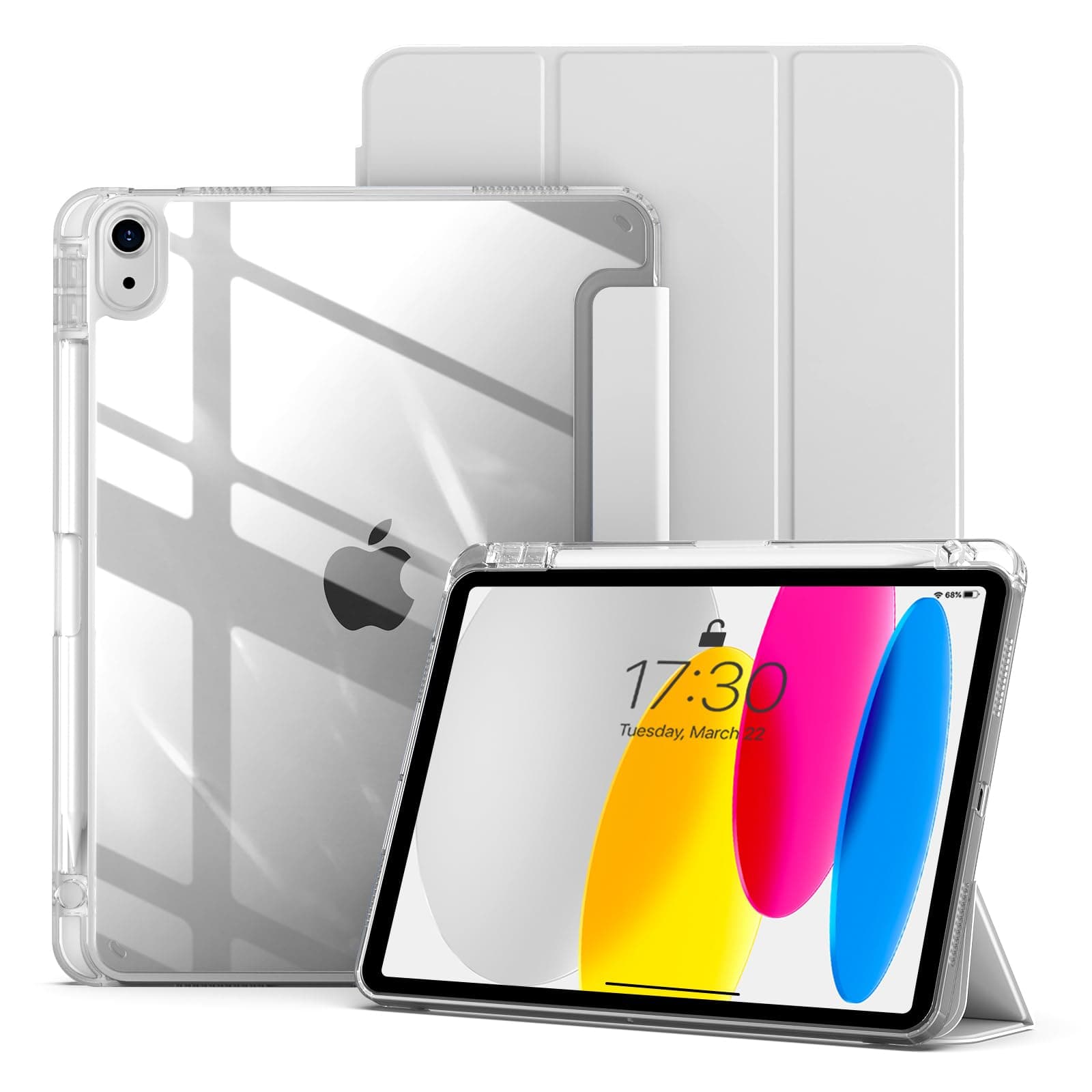 aoub Hybrid Case for iPad (A16) 10th Generation 11/10.9inch 2025/2022 with Pencil Holder, Crystal Clear Hard Back Shell with... chez Amazon US