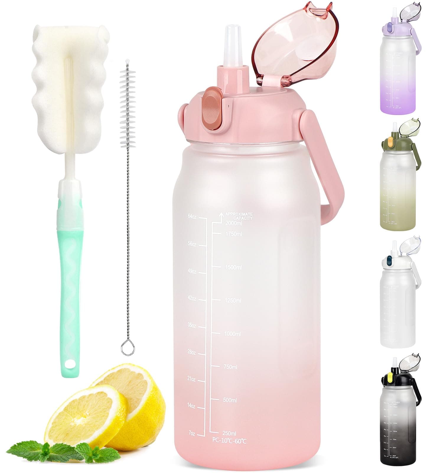 GXCROR 2L Leakproof Water Bottle with Straw, BPA Free, Anti Rupture, Perfect for Daily Use, Fitness and Outdoor Activities chez Amazon UK