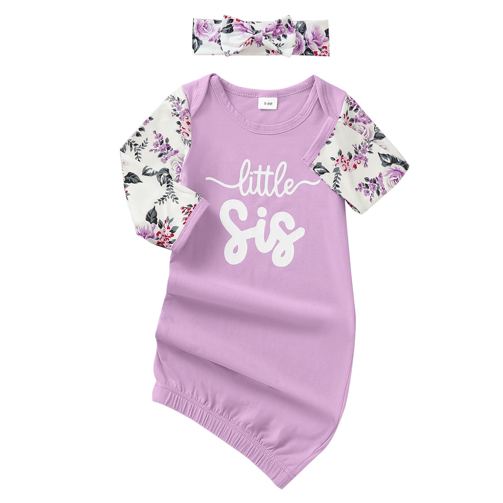 AMAWMW Newborn Baby Girl Little Sister Sleeper Gown Stripe Long Sleeve Nightgown Pajamas Gifts Stuff Essential Outfit chez Amazon US