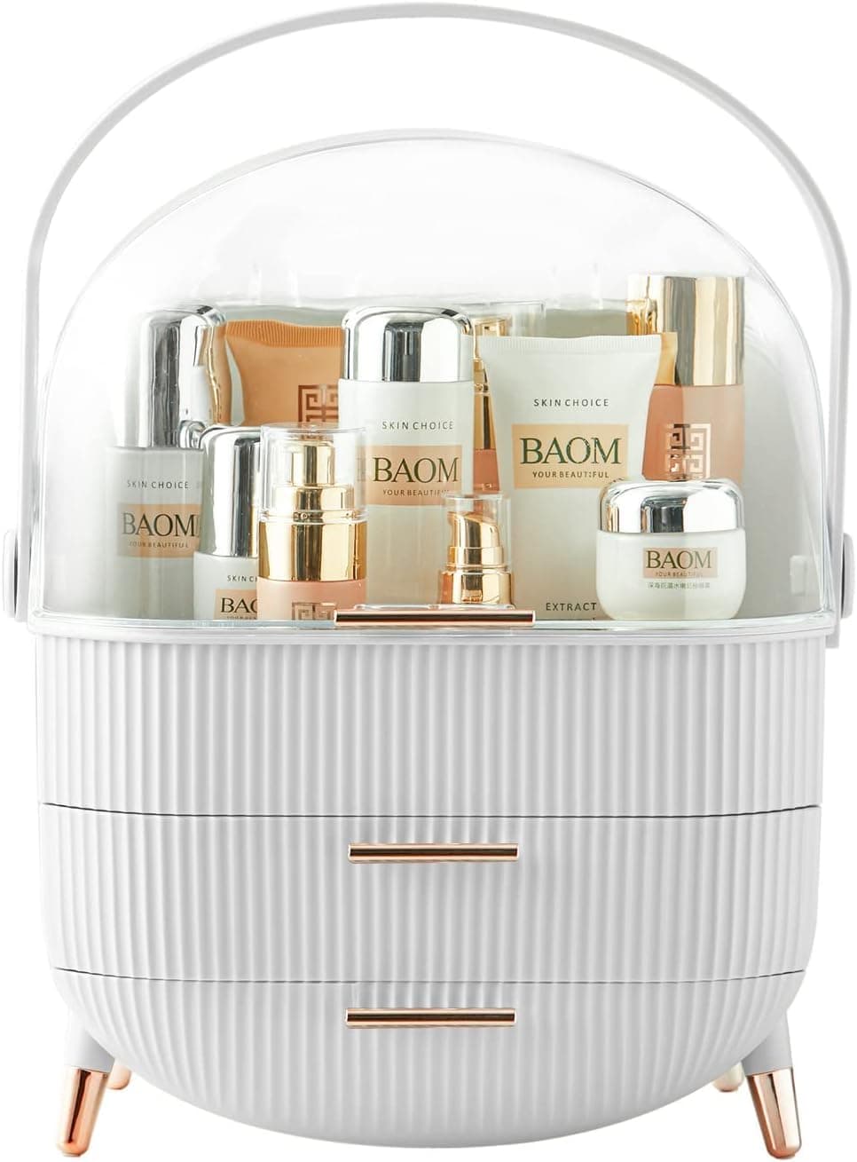 Neo Three Layer Cosmetic Makeup Vanity Beauty Storage Organiser Skincare Display Box Case Holder (White)