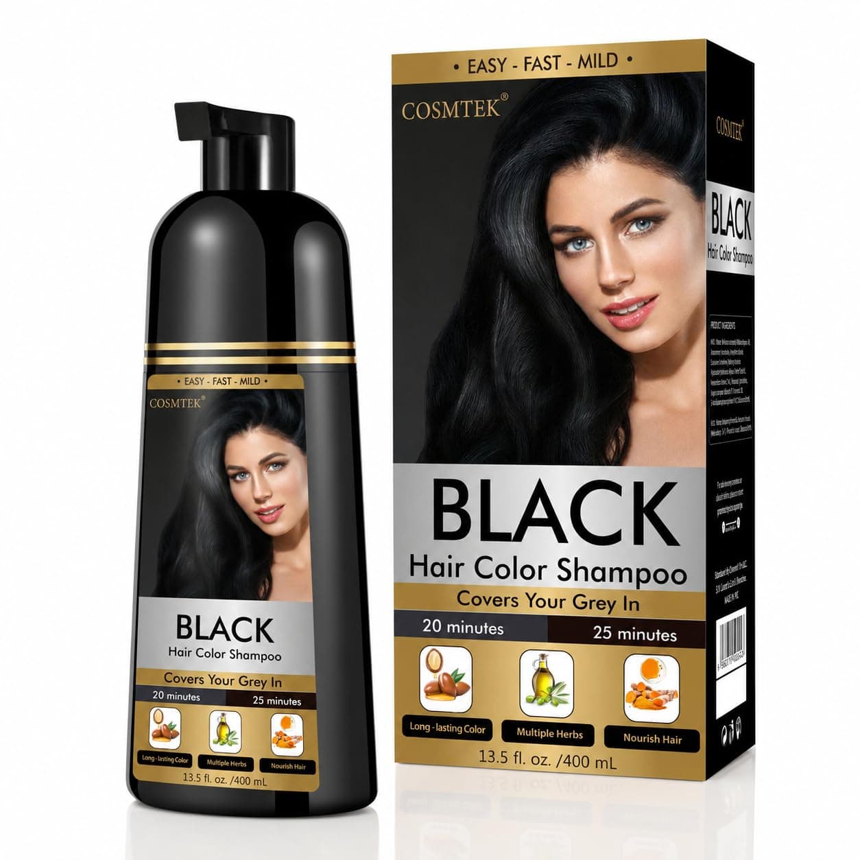 COSMTEK Black Hair Dye Shampoo for Gray Coverage - Hair Color Shampoo for Men&Women.Black. chez Amazon US