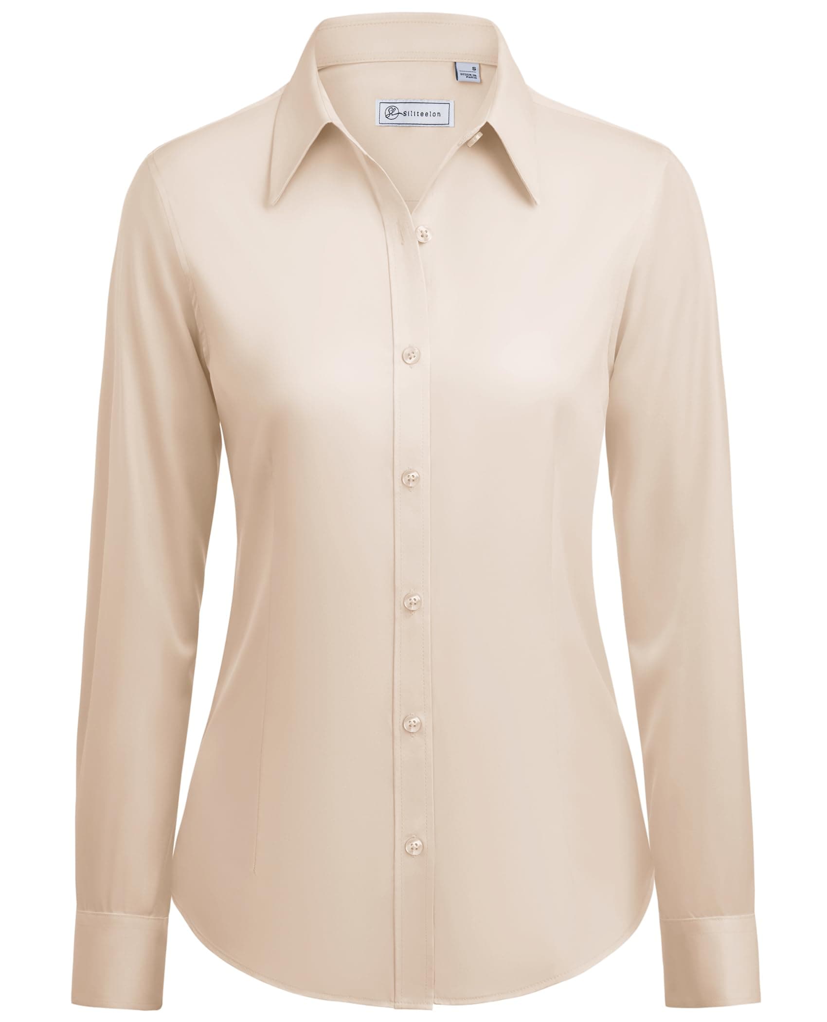 siliteelon Button Down Shirts for Women: Wrinkle Free Long Sleeve Classic Fit Collared Dress Shirt Solid Formal Office chez Amazon US