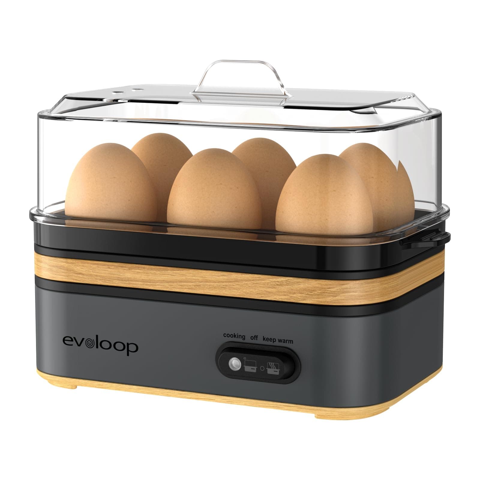 Evoloop Rapid Egg Cooker Electric 6 Eggs Capacity, Soft, Medium, Hard Boiled, Poacher, Omelet Maker Egg Poacher With Auto Shut-Off, BPA Free chez Amazon US