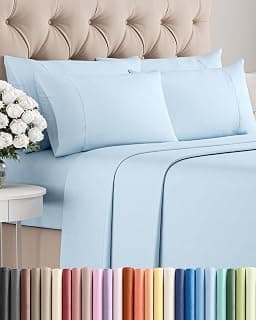 Queen 6 Piece Bed Sheet Set - Soft, Breathable & Cooling Sheets - Baby Blue | Ultra-Soft Hotel Luxury Bedding Set w/... chez Amazon Canada