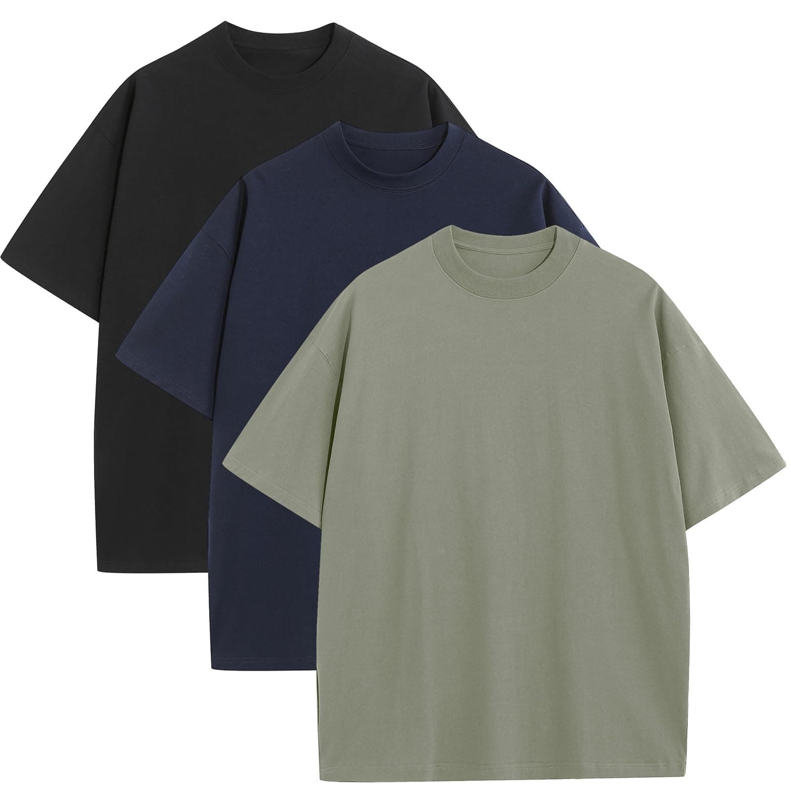 Men's Oversized T-Shirts Heavyweight Cotton Tee Crew Neck Short Sleeve T Shirts Loose Fit Basic Essential Soft Classic Tees