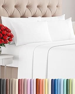 Queen 6 Piece Parure de draps de lit - Comfy, Breathable & Cooling Sheets - Blanc | Ultra-Soft Hotel Luxury Bedding Set... chez Amazon Canada