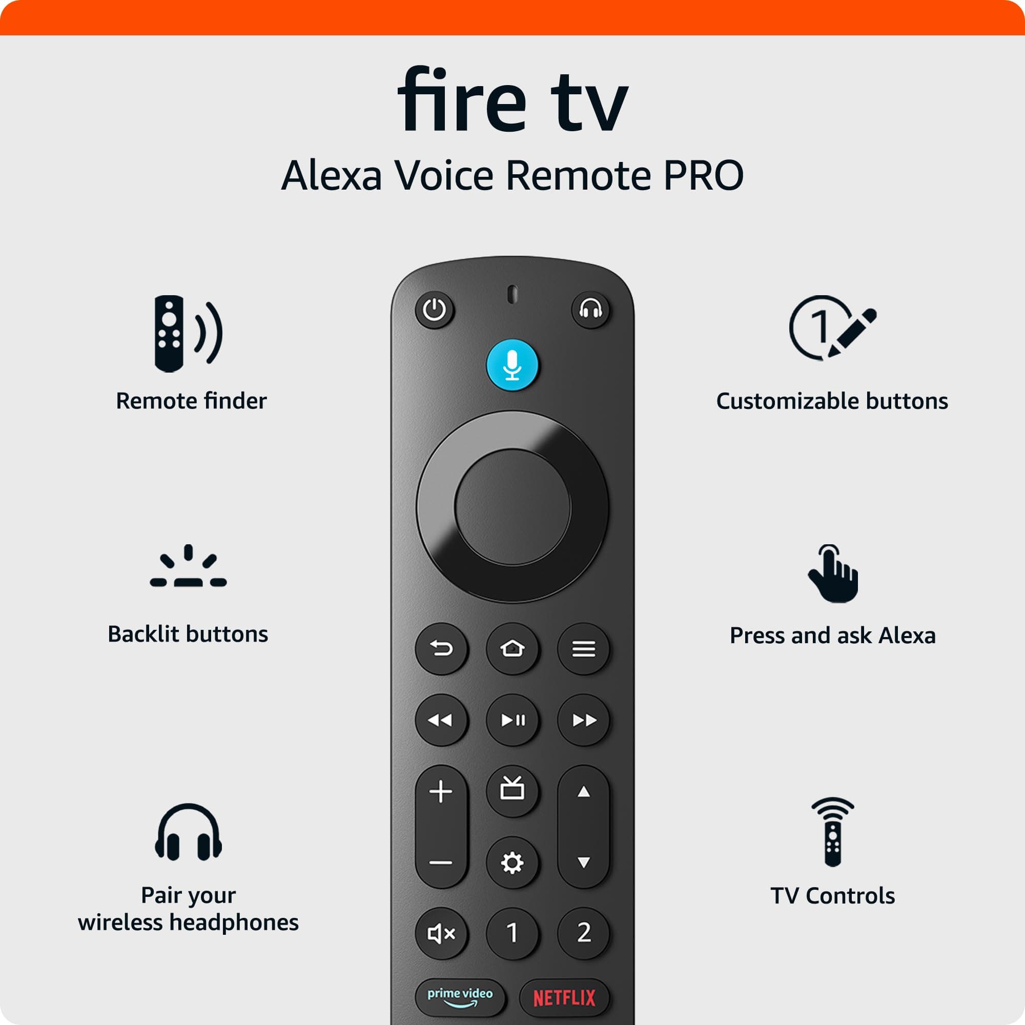 Télécommande vocale Alexa Pro pour Fire TV (modèle le plus récent), avec recherche de la télécommande, commandes pour la télé et boutons rét chez Amazon Canada