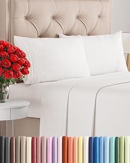 Bedsure Queen Size 4 Piece Sheet Set - Breathable & Cooling Sheets - Antique White | Hot chez Amazon Canada