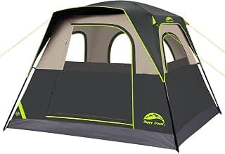 Happy Travel Tent 4 Person Tents for Camping, Tall Cabin Tent with Rainfly