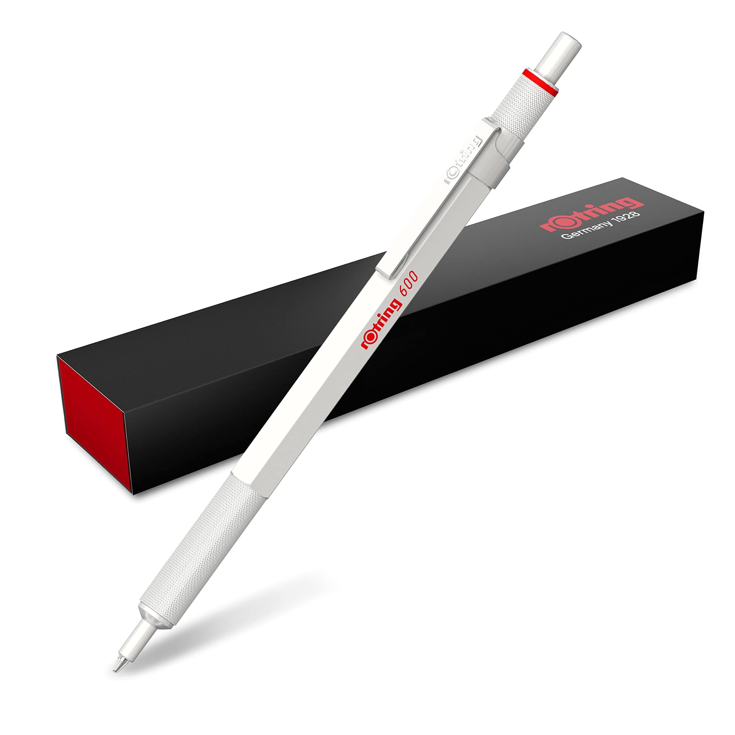 rOtring 600 Metallic Ballpoint Pen | Medium Point | Black Ink | Pearl White Barrel with Non-Slip Knurled Grip | Refillable | 1 Count chez Amazon UK