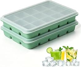 Lot de 2 bacs à glaçons avec couvercle, 30 cubes durables, empilables et flexibles en silicone pour congélateur avec couvercles... chez Amazon Canada