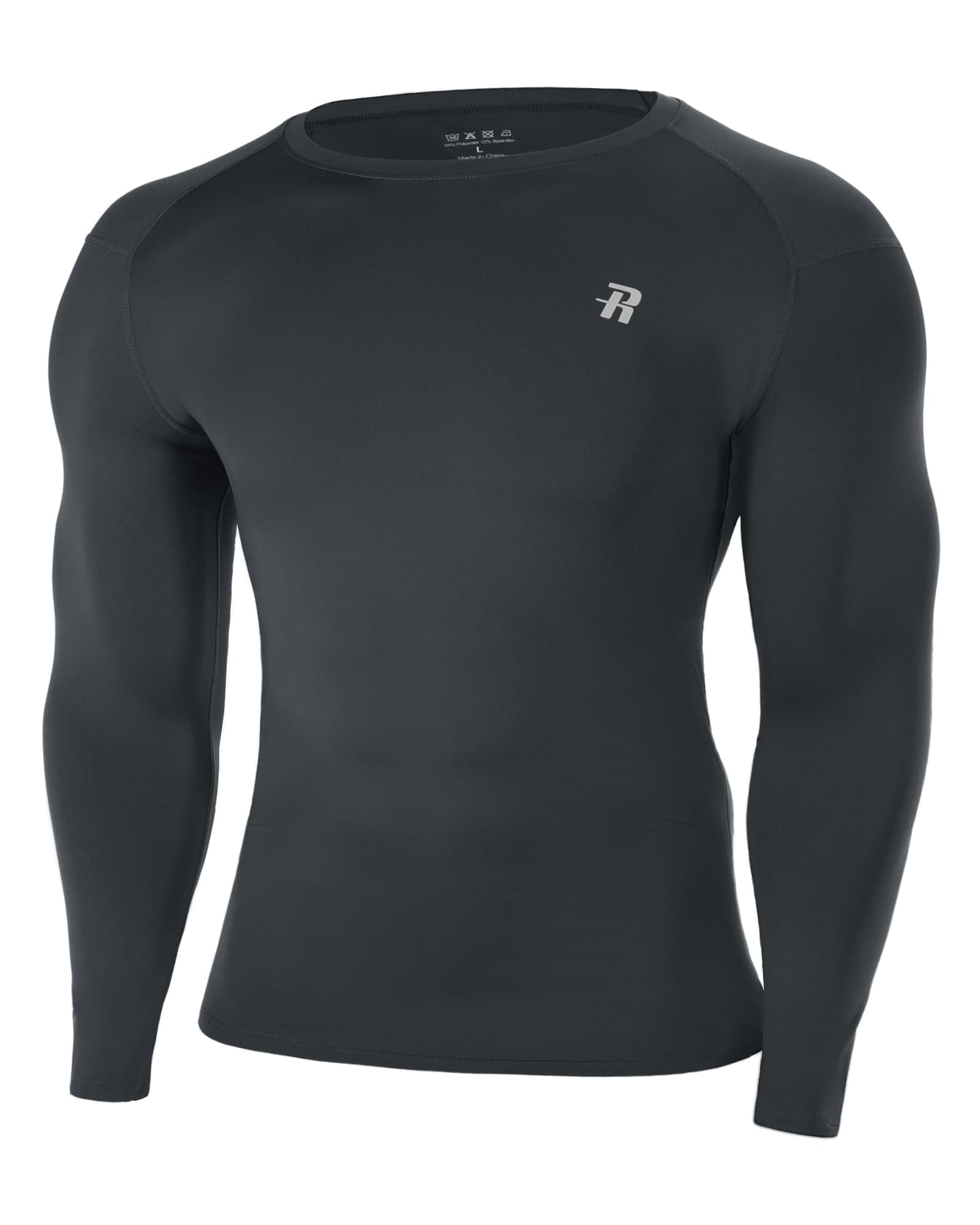 Runhit Men's Compression Base Layer Long Sleeve Top, UPF 50+ Quick Dry Sports Undershirt for Running Gym Cycling Football Golf Training