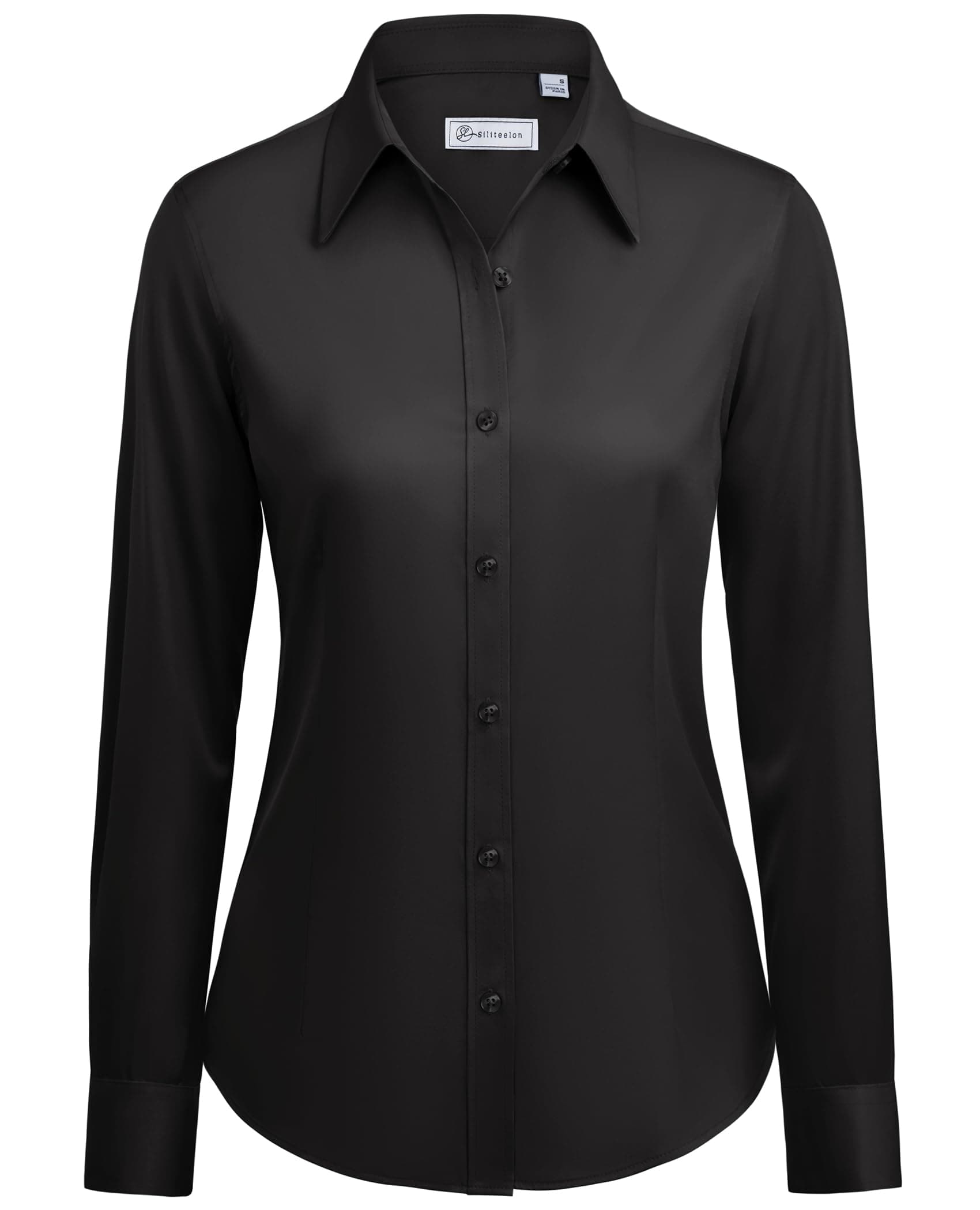 siliteelon Button Down Shirts for Women: Wrinkle Free Long Sleeve Classic Fit Collared Dress Shirt Solid Formal Office