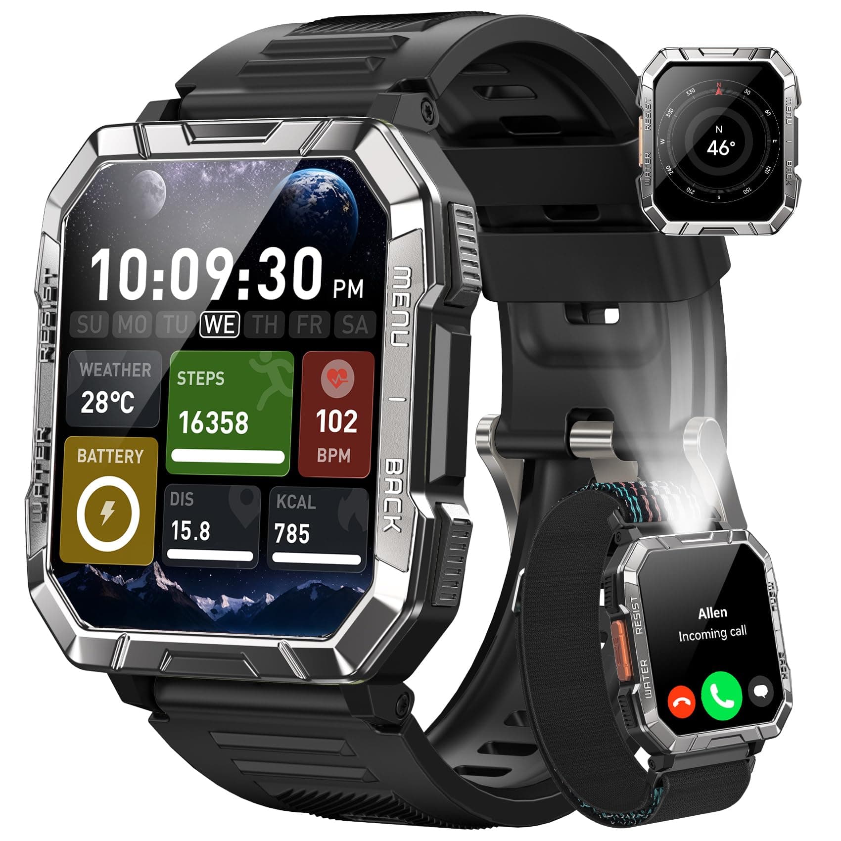 Blackview Military Smart Watch for Men with 100-Day Ultra-Long Battery/LED Torch/Compass, Heart Rate SpO2 Sleep Monitor, Bluetooth... chez Amazon UK