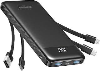 Charmast Batterie externe avec câbles intégrés, 10000 mAh, batterie USB C avec 6 sorties et 2 entrées avec écran LED, chargeur... chez Amazon Canada