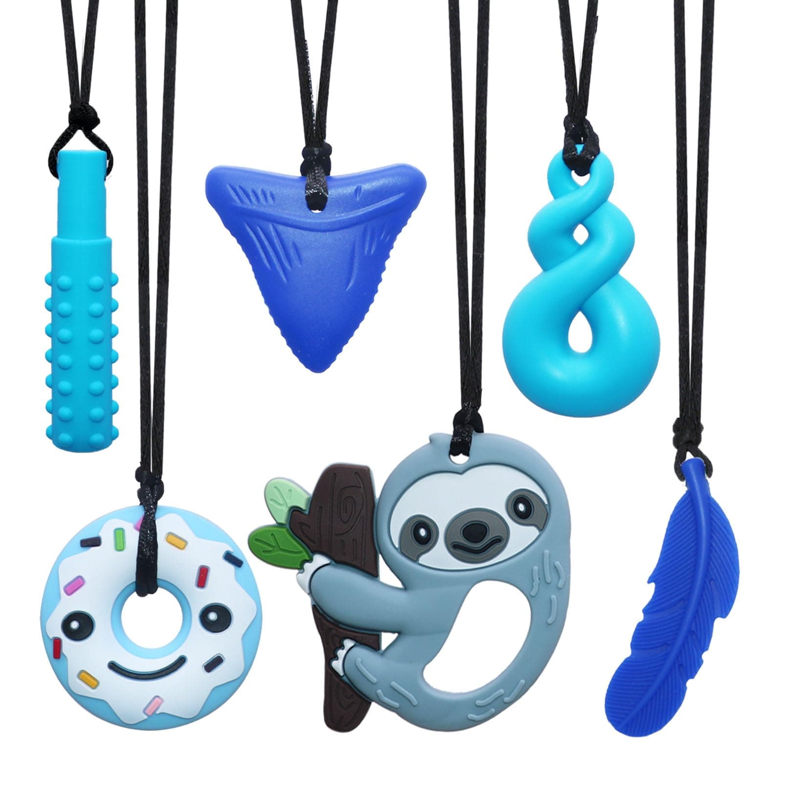 Chew Necklaces for Sensory Kids, 6 Pack
